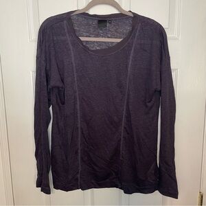Inwear 100% Linen Purple Crewneck Long Sleeve Top Medium